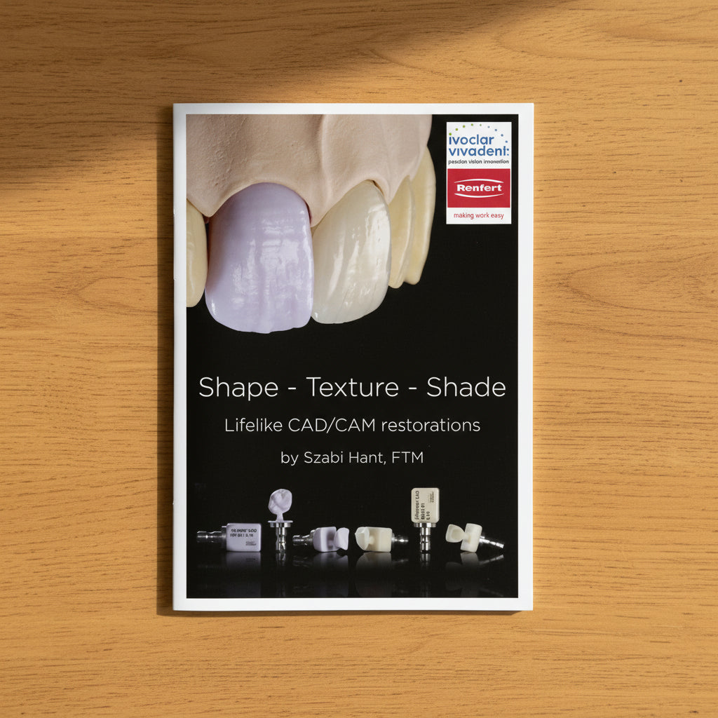 Book cover with dental restoration images and Ivoclar Vivadent logo