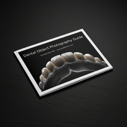 Dental object with text overlay 'Dental Object Photography Guide' by Szabi Hant MDT
