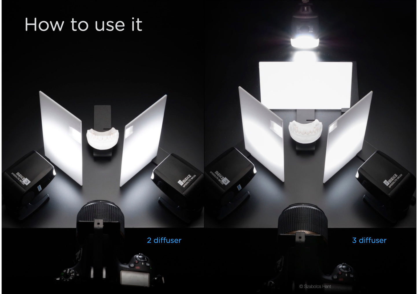 Demonstration of diffusers with text 'How to use it' on a dark background