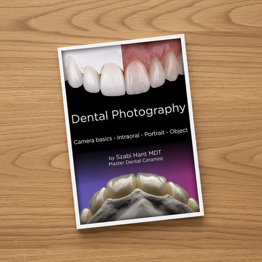 Book cover of 'Dental Photography' by Szabi Hant MDT featuring images of teeth.